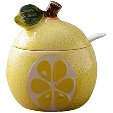 Ceramics Fruit Shaped Sugar Bowl Salt Pot Pepper Storage Jar with Lid 