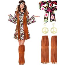 NWOT 70's 60's Hippie Halloween Dress Up Costume Size Adult Medium