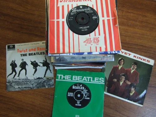 JOB LOT 100 x 7" SINGLES 50/60/70/80s MIXED KINKS / THE WHO / BEATLES / CULT etc