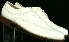 Vtg King Step 200775 White Wingtip brogue Perforated Golf Shoes Men's 15.5 B