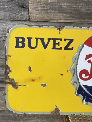 Vintage Pepsi Cola Porcelain Sign Kick Plate Sign Pepsi Bottle Cap