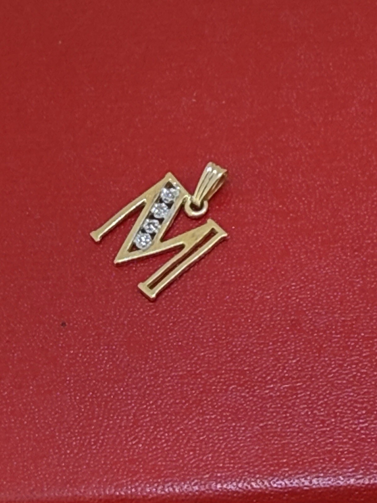 14k Solid Yellow Gold Letter Initial Diamonds Pen… - image 3