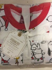 Pottery Barn Teen Peanuts Snoopy Fitted PJ Set Christmas Pajamas Medium 14