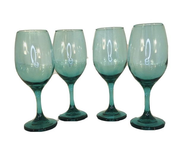 Set of 4 Cristar Rioja Smoke Green Wine Glass/goblet 13 Oz Model