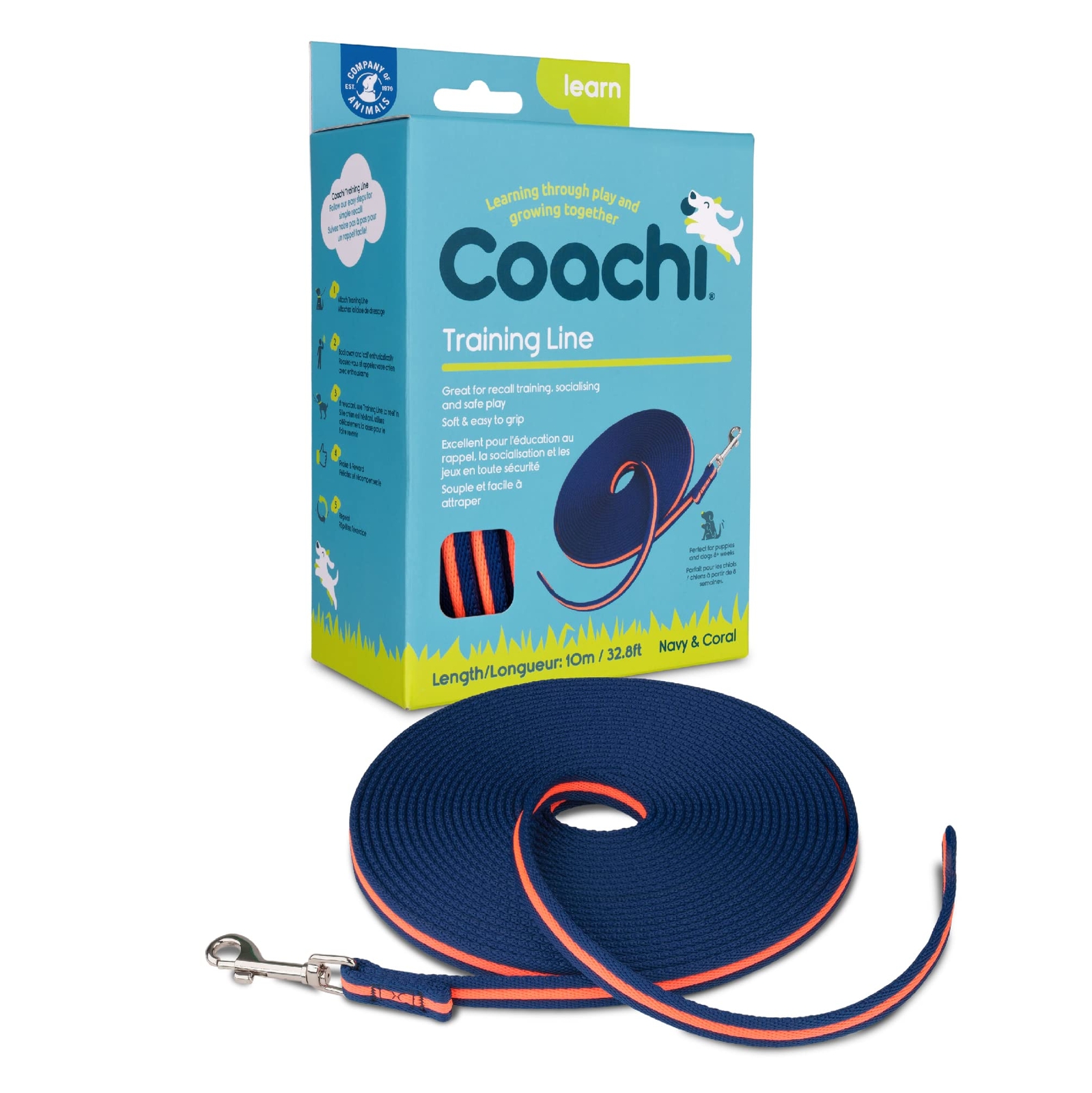Coachi Training Line 10m Safe Training Outdoors, Recall Training, Dog and Puppy