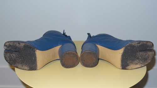 $1420 MAISON MARTIN MARGIELA BLUE LEATHER TABI BOOTS SIZE 39 - Picture 7 of 11