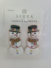 NWT Sweet Snowman Dangle Earrings Christmas Holiday Bejeweled Scarf Hat Cute