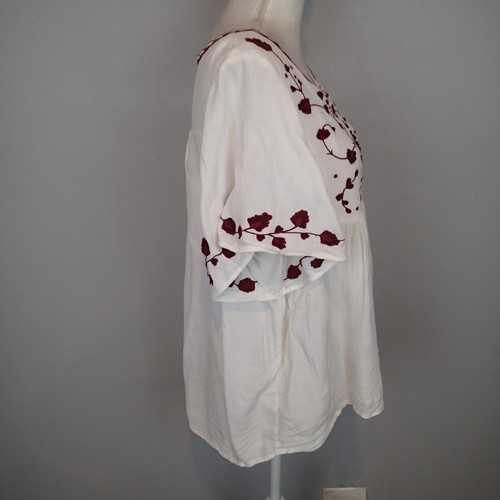 Camicia blusa Lucky Brand bianca ricamata floreale flutter manica tg xl - Foto 3 di 15