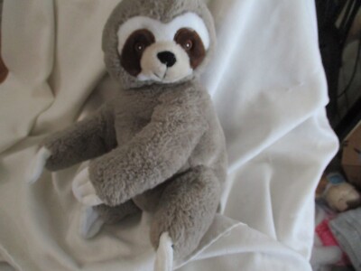 Wild Republic 10  Gray Sloth Plush Ecokins Stuffed Animal Soft Toy stitched eyes