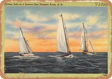 METAL SIGN - New Hampshire Postcard - Gliding sails on a summer sea, Hampton Be