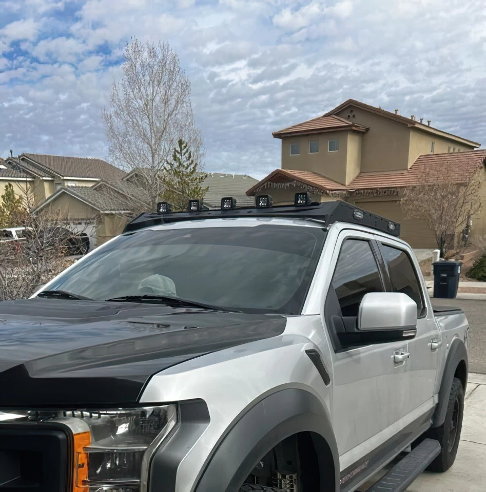 Vijay Black Steel Roof Rack Luggage Carrier W/LED Lights For 2009-2014 Ford F150 - Image 3 of 4