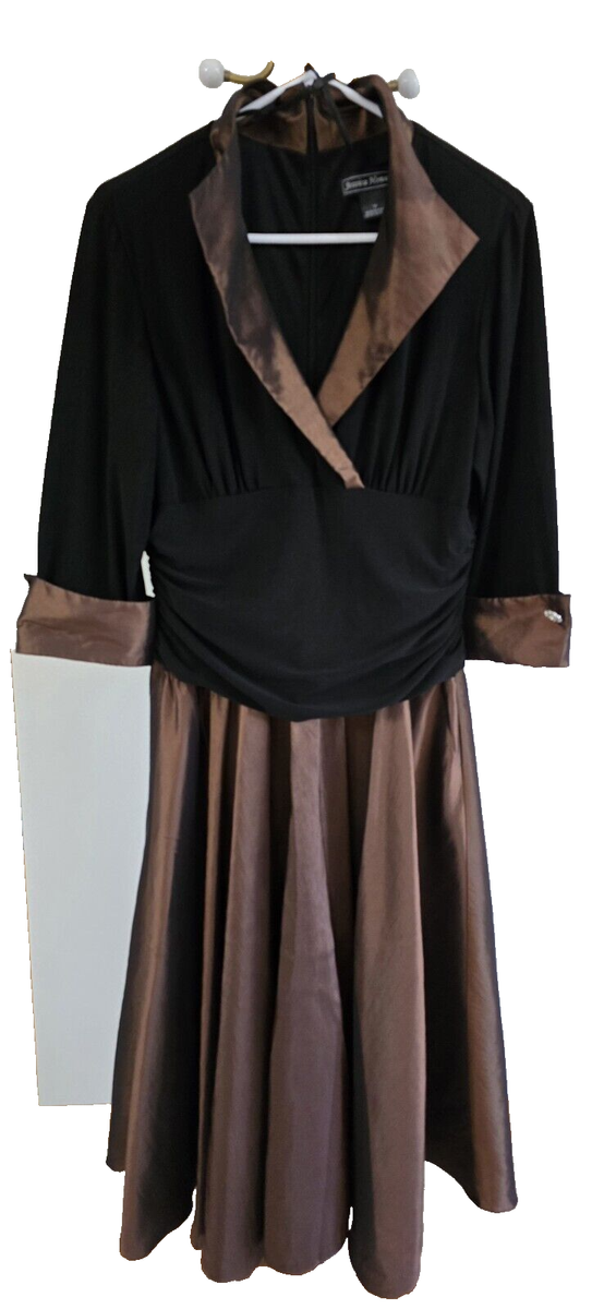 Jessica Howard jersey taffeta 3/4 sleeve portrait collar ruched A