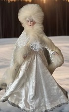Vintage Franklin Mint Porcelain Dolls  Snow Queen Masquerade  22 in, 1988
