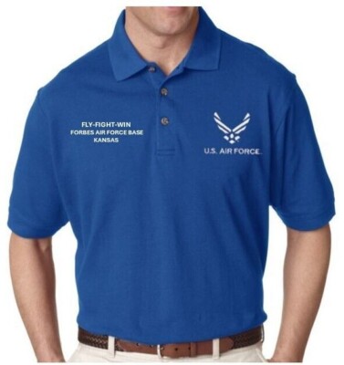 FORBES AIR FORCE BASE* KANSAS*POLO &SWEATSHIRT EMBROIDERED.OFFICIALLY LICENSED
