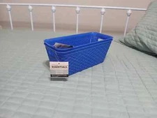 Blue Essentials Basket Rectangle Panier Storage Containers Holders