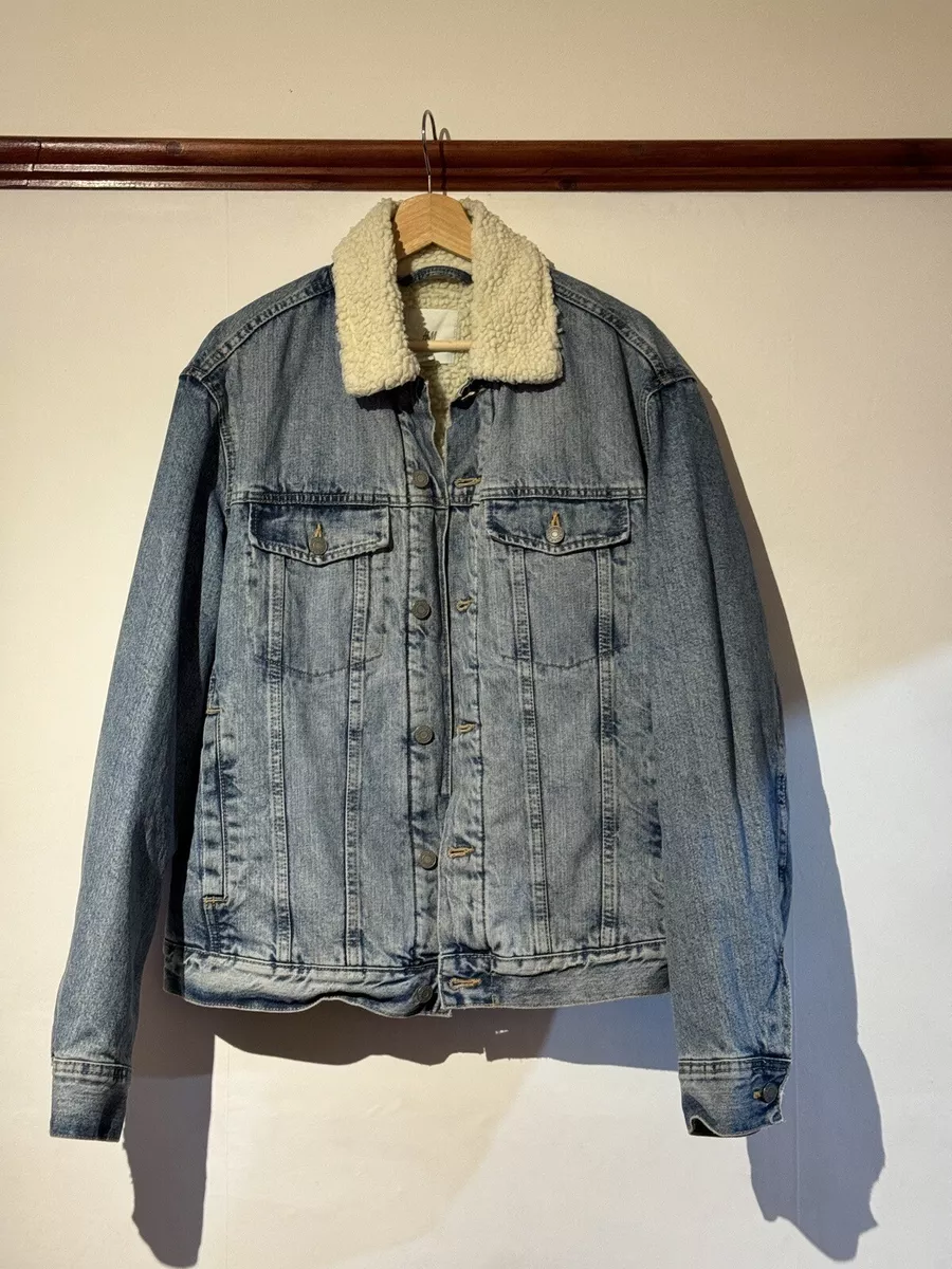 Light blue top denim sherpa jacket