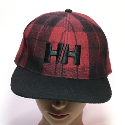 Helly Hansen H/H Alive Since 1877 Adjustable Snapback Hat Red/Black Plaid Wool