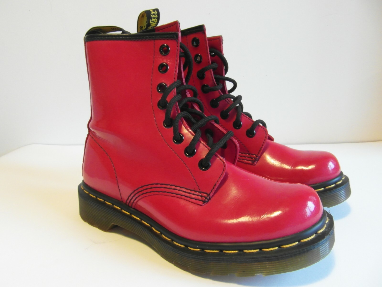 Dr Martens Patent Leather Red Boots UK 