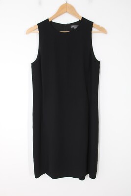Vince 4 Black Classic Tank Sleeveless Sheath Leather Trim Dress Pockets |  eBay