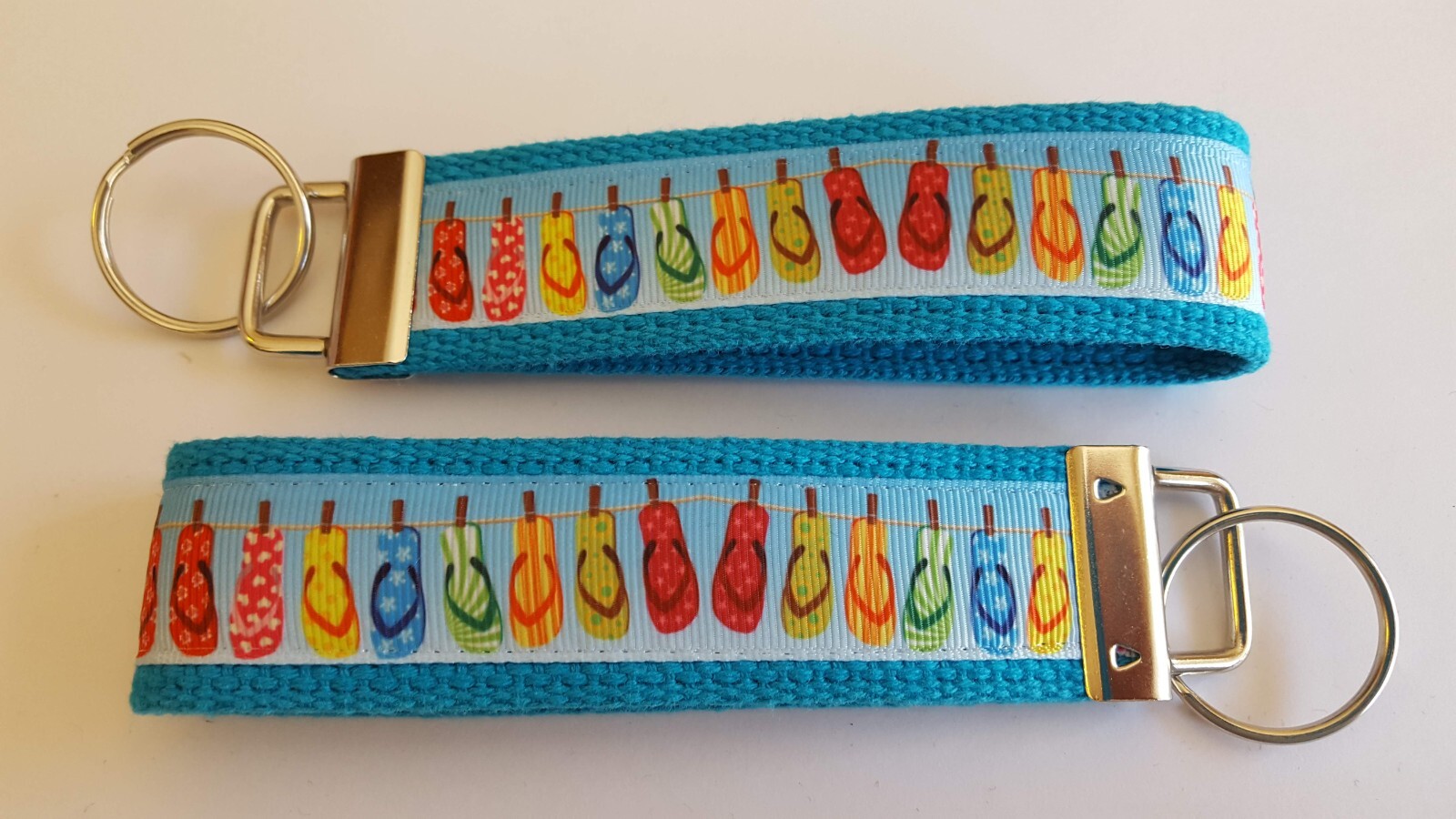 6 Inch Flip Flop Keychain Key Ring Wrist Strap Beach Sandal Gift-image