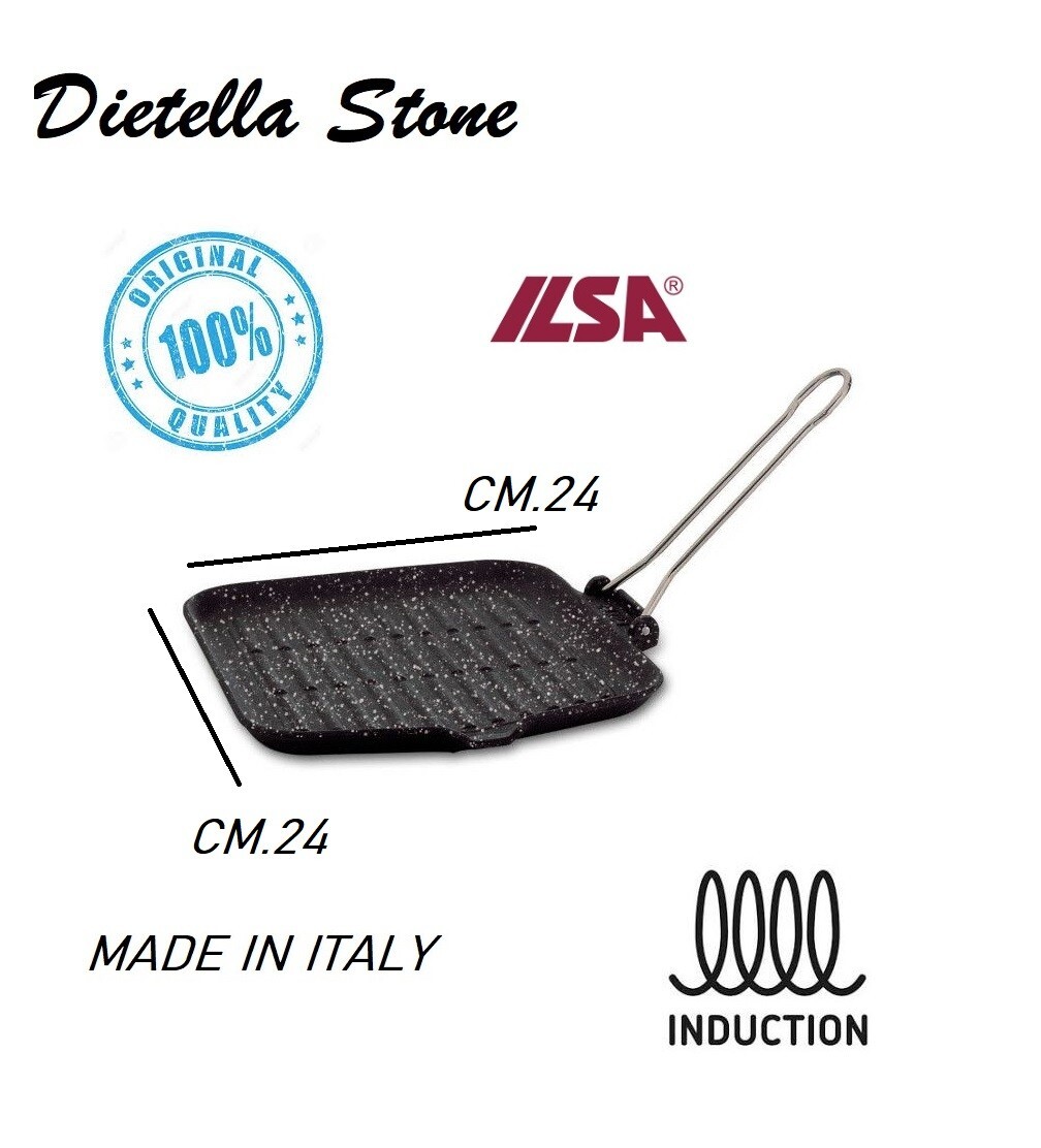 DIETELLA BISTECCHIERA GHISA STONE 24x24 RIGATA ILSA GRIGLIA CARNE PESCE 7 2024