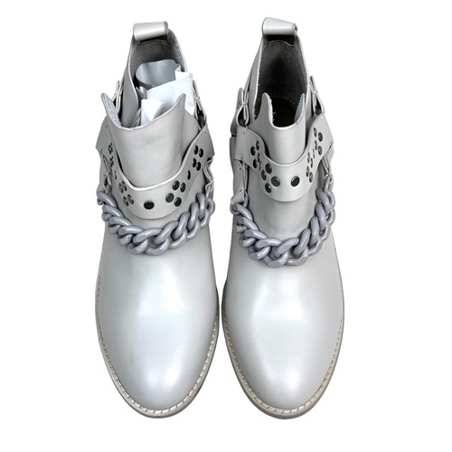 Kelsi Dagger Bootie Brooklyn Karma Pull Tab Chain Studded Bone Gray Women 7.5 - Picture 5 of 9