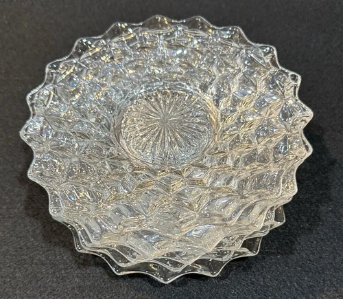 Fostoria American Clear Set of 6 Salad Dessert Plates 7 1/2 inches Cubist