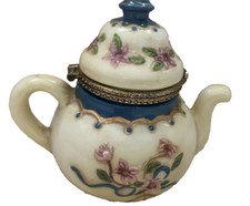 Trinket Box Hinged With Butterfly Clasp Vintage Floral Tea Pot Gift Birthday