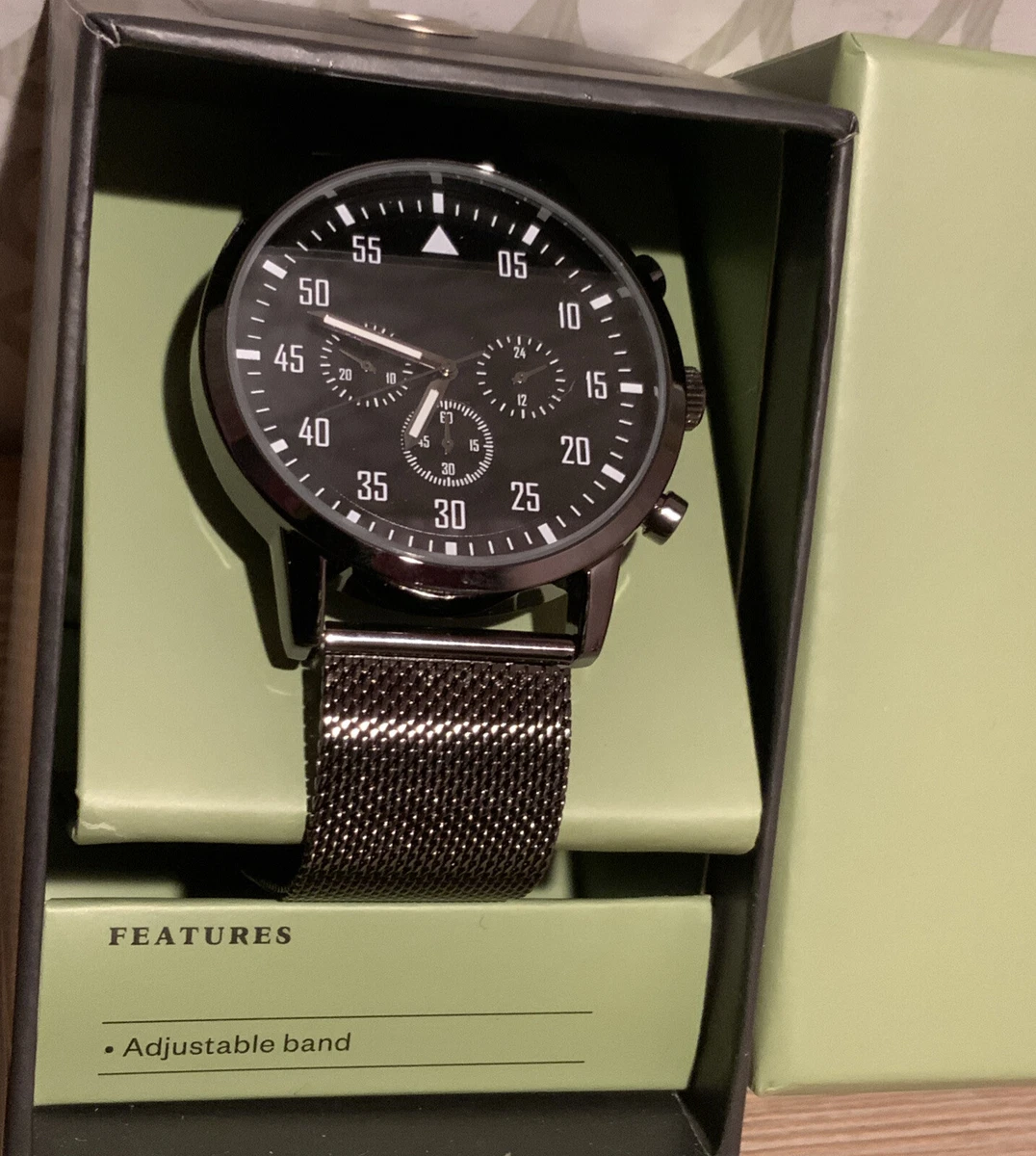 Goodfellow Co Men s Aviator Mesh Adjustable Band Watch