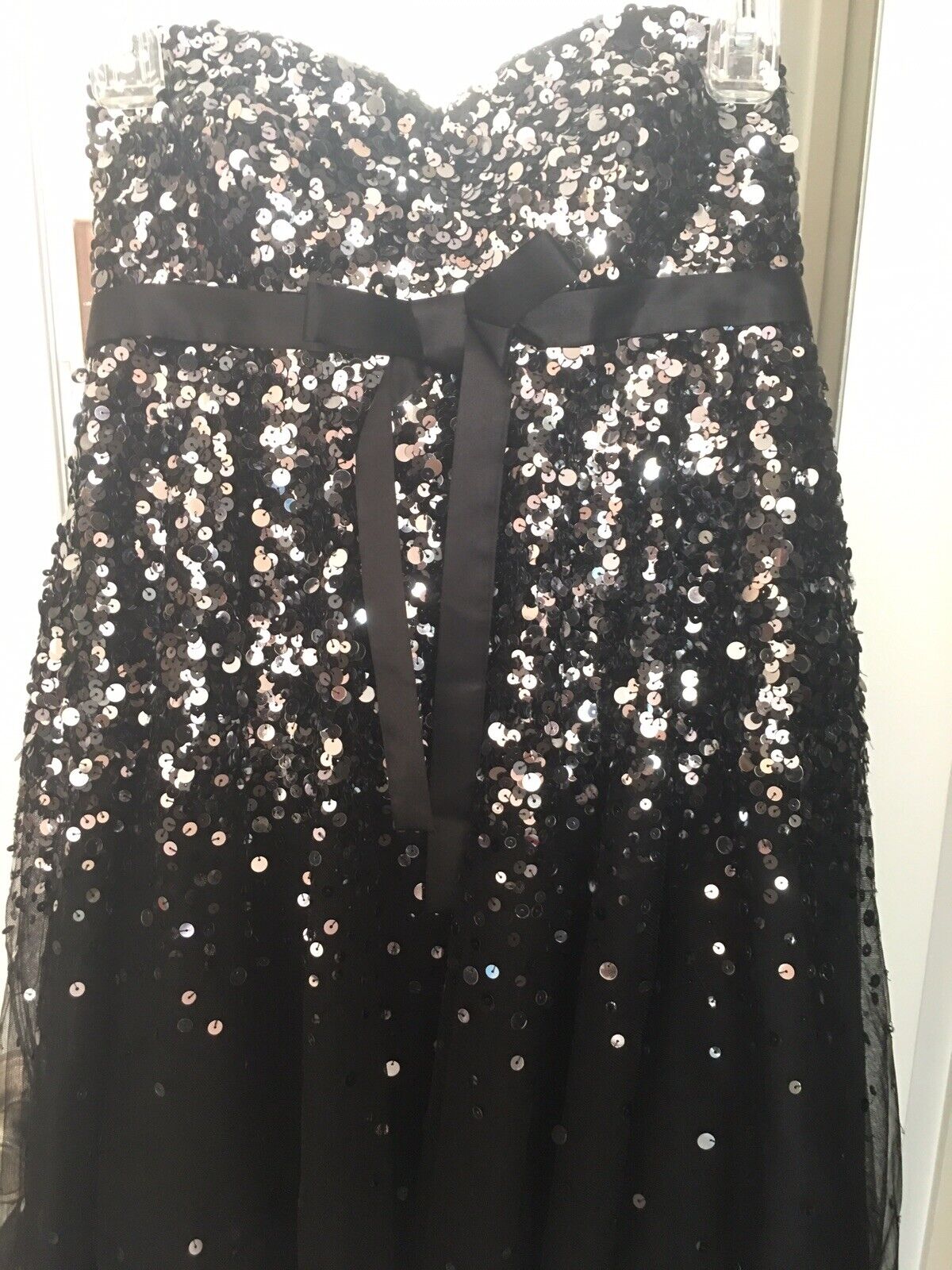 Basix II Black Strapless Dress Sequin and Tulle B… - image 6