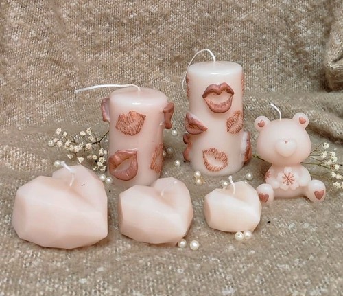 Floating Candles set , Aromatic faceted crystal diamond Heart candle set 3 in 1 - Picture 8 of 13