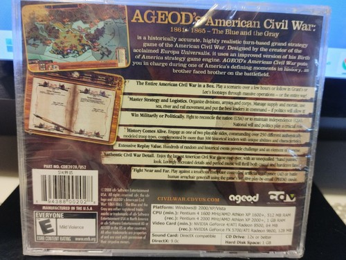 AGEOD'S American Civil War 1861-1865 The Blue & The Grey (PC, 2008) NEW, Sealed - Picture 2 of 2