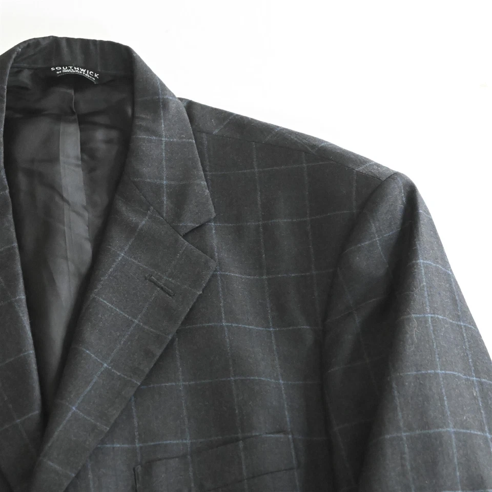 Casaco esportivo Southwick 44R cinza janela feito nos EUA blazer de flanela terno - Imagem 2 de 4