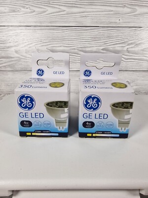 2 x GE LED Leuchtmittel GU5.3 4W = 35W 350 Lumen, MR16, 2700K Warmweiß Brandneu 