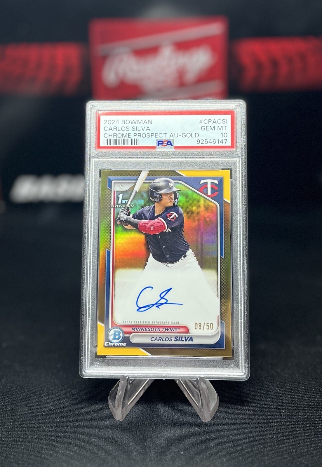 2024 Bowman Chrome Carlos Silva Gold Refractor Auto /50 PSA 10 #CPA-CSI 1st