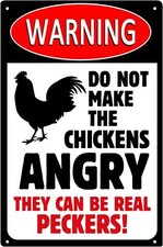 Aluminum Warning Sign Beware Of Chicken Coop 12"x16", A2