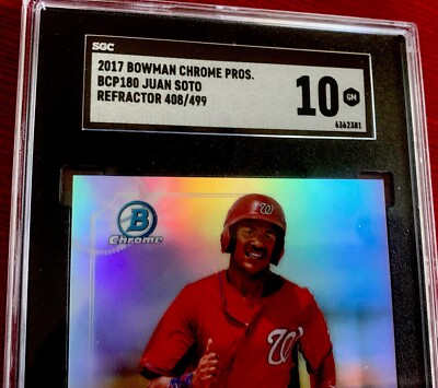 スポーツ選手 MLB 2017 JUAN SOTO CHROME ref 2017 Bowman Chrome JUAN SOTO RC CHROME REFRACTOR/499 SGC 10 GEM