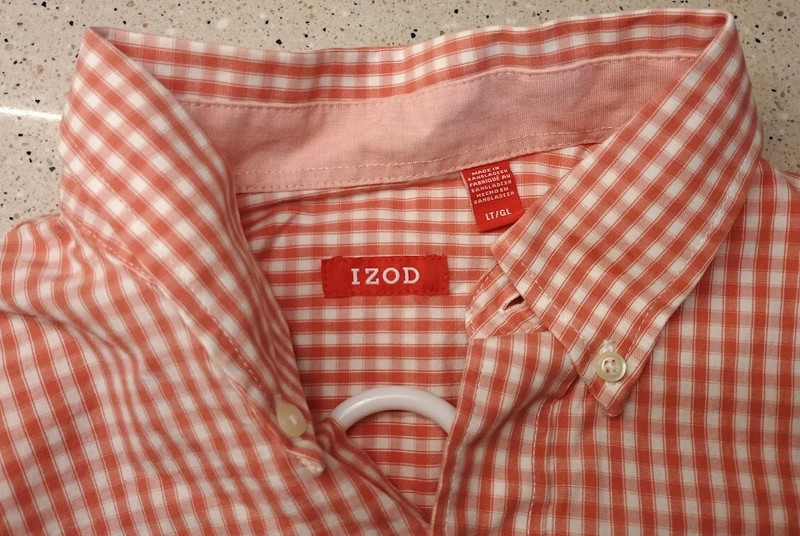 NEW w/o tag IZOD Men's Long Sleeve Dress Shirt Size Large Tall Orange White