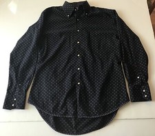 Robert Graham Long Sleeve Embroidered Dress Shirt, Black w Purple Polka Dots, M