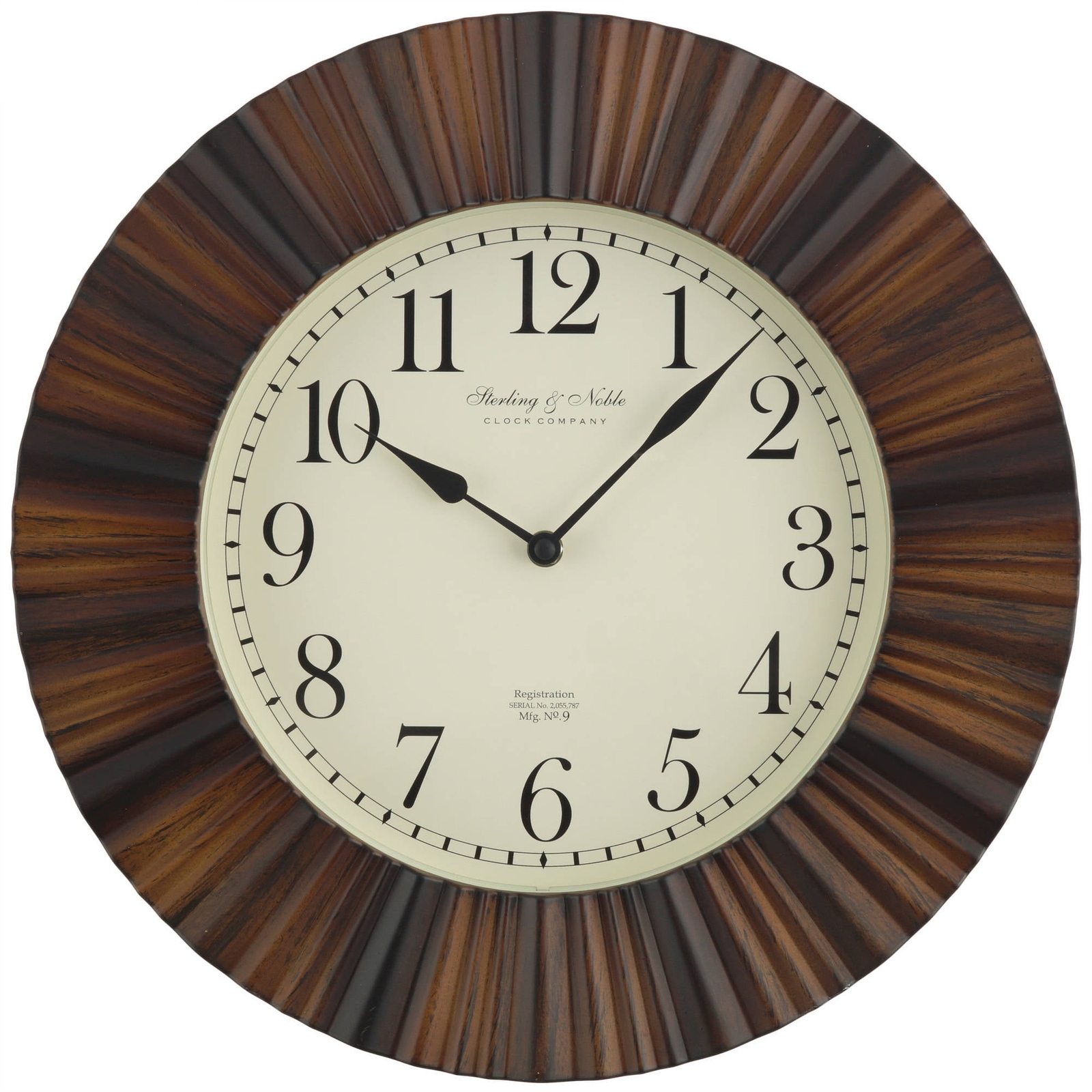 Indoor 15.5" Brown Traditional Arabic Ripple Frame Analog Wall Clock