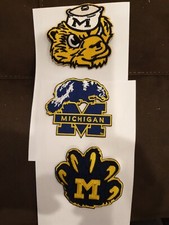  3 University Of Michigan Wolverines Embroidered Iron On Patches 3"X 2.75