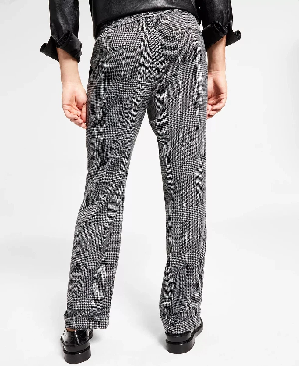 INC Men's Glen Plaid Pants Gray Size X-Small