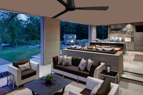 60" Outdoor Hugger Ceiling Fan with Remote - Coal Finish, F874-CL - Picture 5 of 6