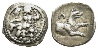 FITZ LYCAONIA Laranda Silver Obol Baaltars Forepart Wolf Crescent @NON1257