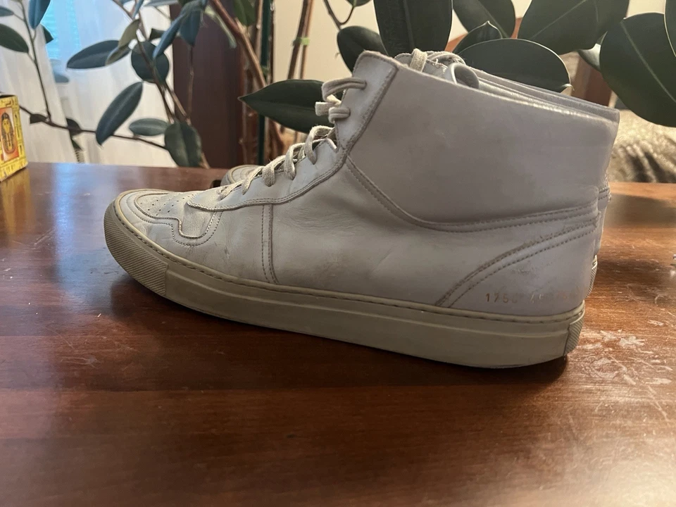 Common Projects BBall High Men's Gray Leather High Top Lace-Up Sneakers - Image 2 of 4