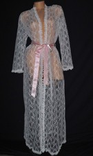 GORG VTG 70's New FREDERICK'S of HOLLYWOOD White Lace Robe w/Ruffles One Size
