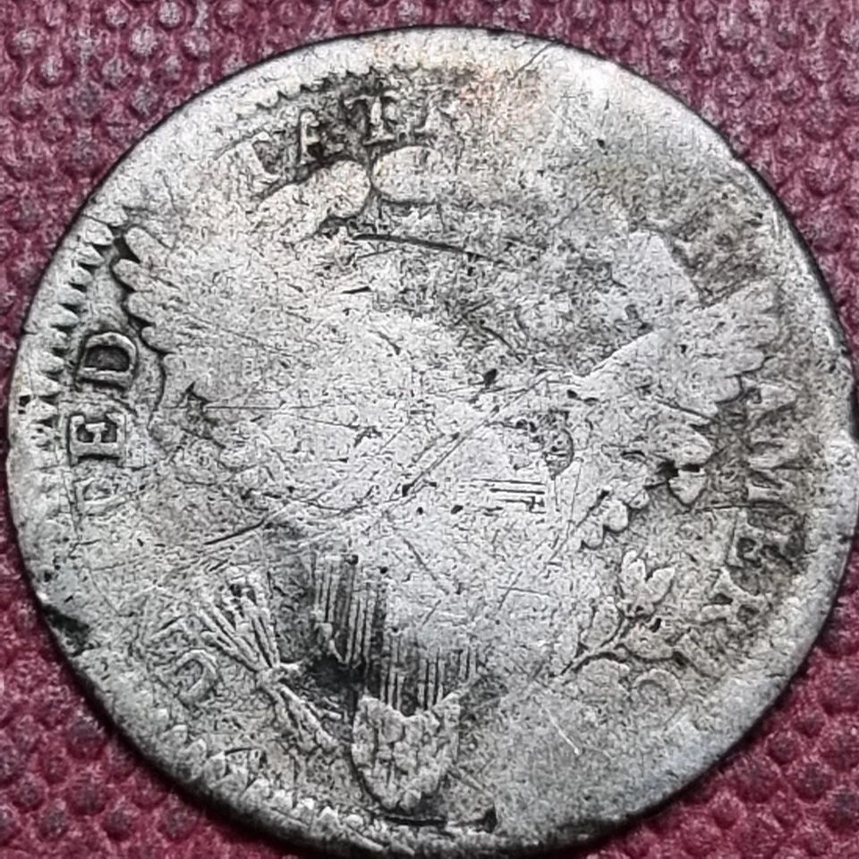 Moneda de media moneda de diez centavos busto drapeado 1800 tipo plata mejor calidad detalles en estado bastante bueno #92919 Foto 2 de 2