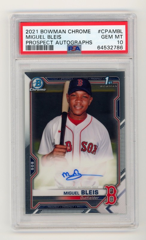 2021 Bowman Chrome MIGUEL BLEIS Auto PSA 10 RC Autograph 1st Bowman Chrome