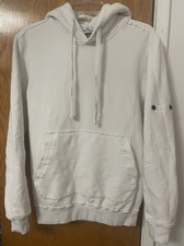 Stone Island Pullover Hoodie Sweatshirt Men  s Size Medium White Cotton Fleece