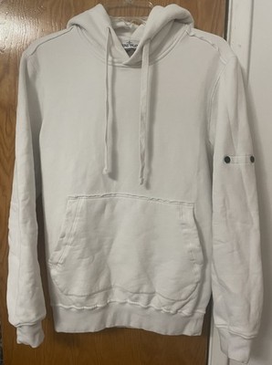 Stone Island Pullover Hoodie Sweatshirt Men s Size Medium White Cotton Fleece